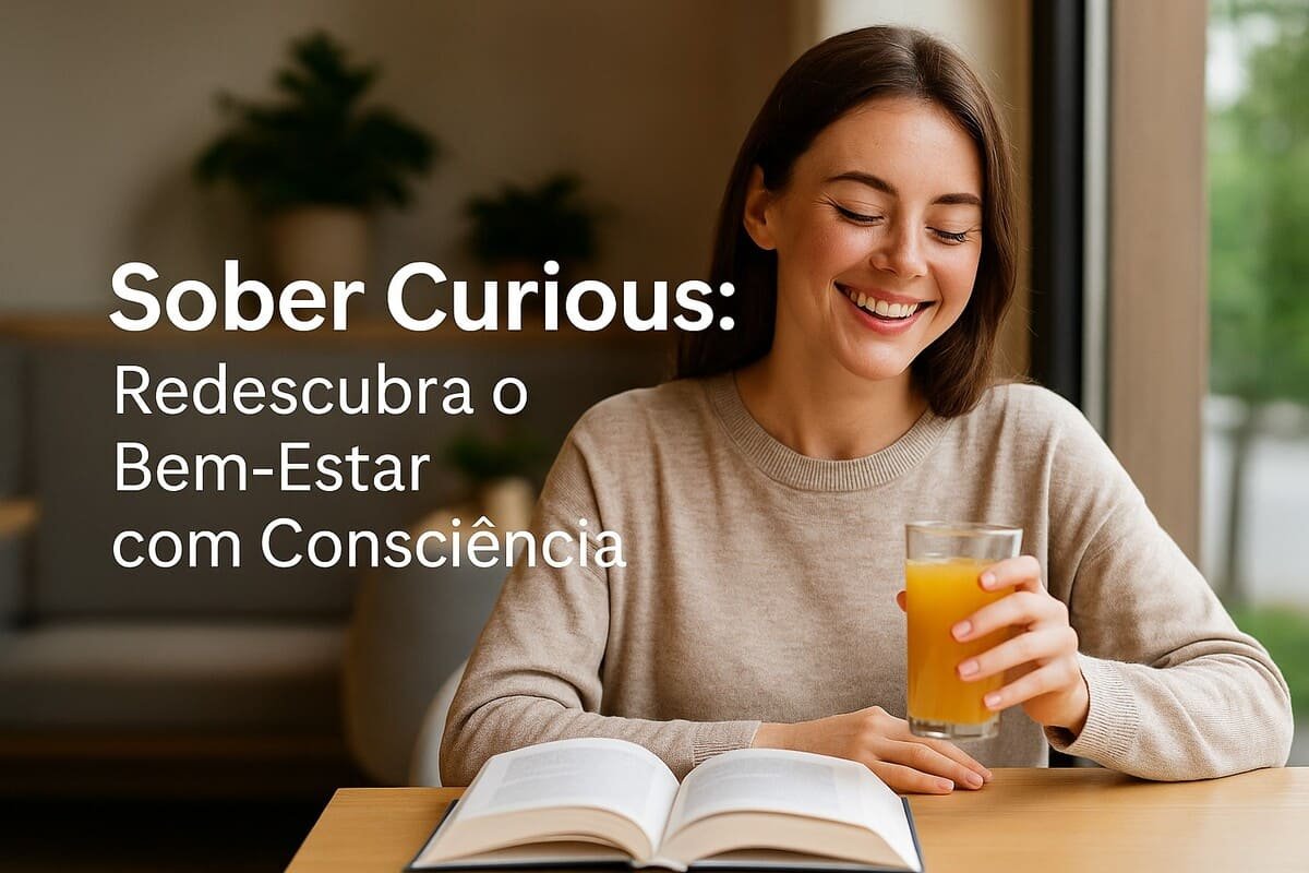 Mulher sorrindo com tranquilidade ao ar livre, simbolizando bem-estar e clareza mental ao reduzir o consumo de álcool