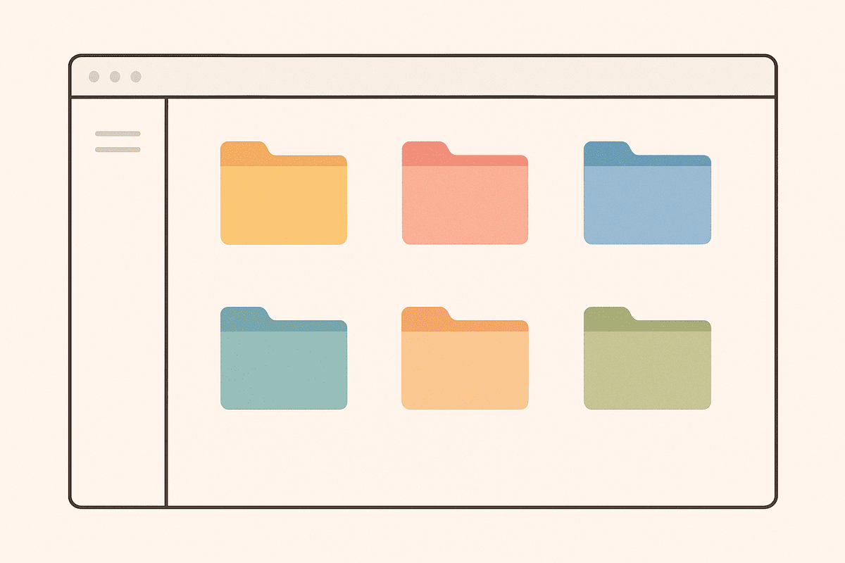 Interface digital organizada com poucas pastas